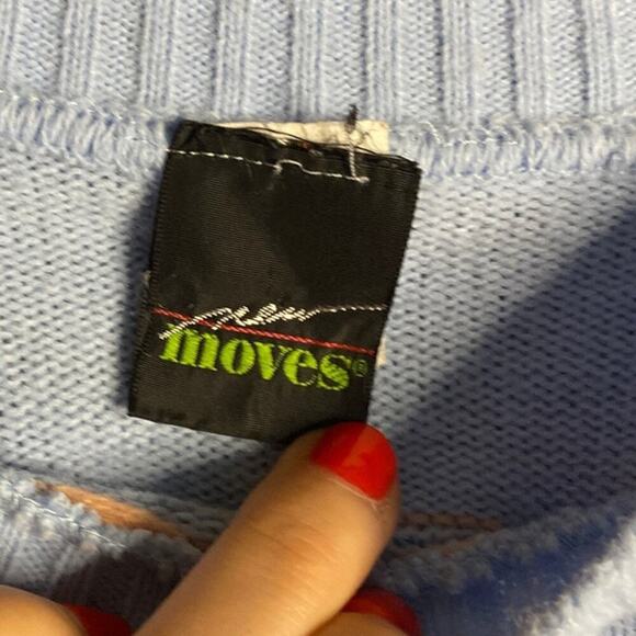 VINTAGE Blue 90s Rainbow Sweater Small - Picture 3 of 5